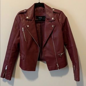 Vera Moda burgundy faux-leather jacket